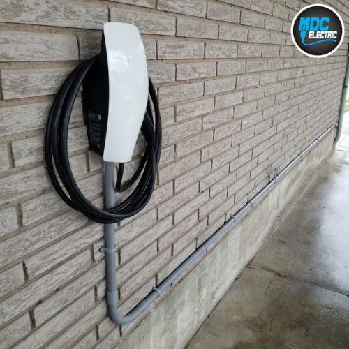 Tesla EV installation outdoors in Etobicoke by MDC Electric